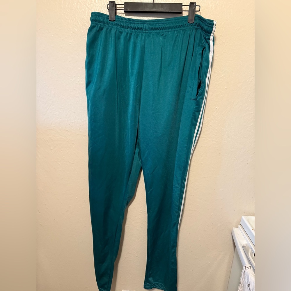 Green Track Pants with White Stripe XXL
